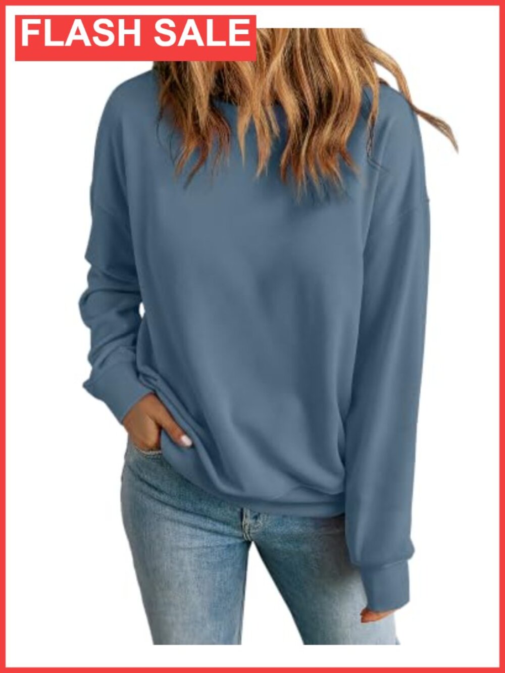 Womens Crew Neck Sweatshirt Polyester Spandex Pullover Long Sleeve Casual